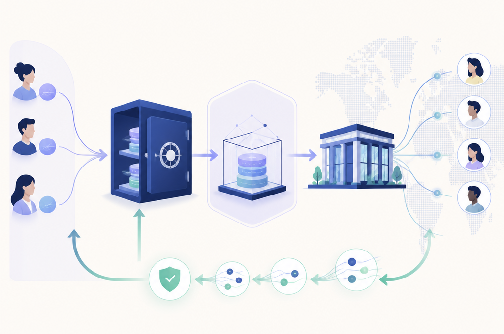 Illustration of a PayFi credit facility linking a vault, SPV, payment company and incoming receivables